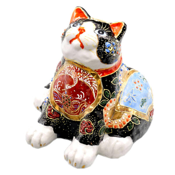 九谷焼 仰ぐ猫 6号黒盛 10013139