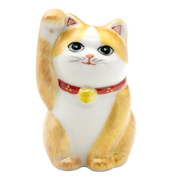 九谷焼 3号招き猫（右手金運招き猫）金彩毛描K9-1533