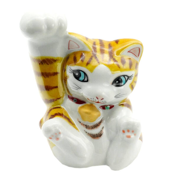 楽天市場】九谷焼 招き猫（右手金運招き猫）4号赤盛 : 九谷陶芸 北山堂