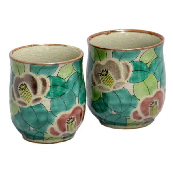 楽天市場】九谷焼 美山窯組湯呑み（夫婦湯呑）吉田屋牡丹 05-122