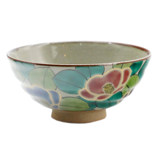 九谷焼 美山窯飯碗（ご飯茶碗）京山茶花（小）01-141 [取り寄せ商品]