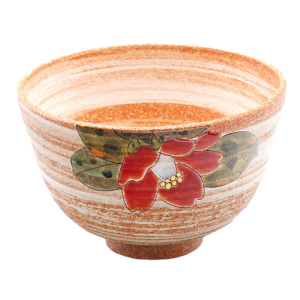 昇仙 九谷焼抹茶碗 椿 [茶道具 抹茶茶碗]
