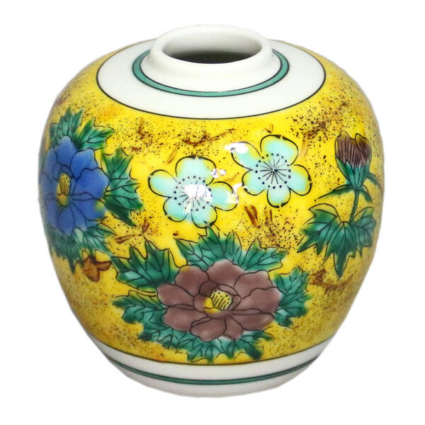 楽天市場】仲田錦玉 九谷焼3.6号花瓶 渦打青粒盛金蔦文唐草 [花器