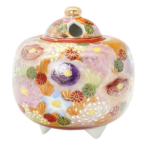 楽天市場】仲田錦玉 九谷焼香炉 白粒盛金葡萄 朱地 [床の間飾り お香