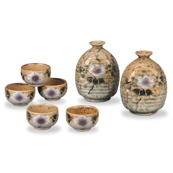 楽天市場】九谷焼 仙守晩酌揃（徳利＆盃セット）青粒鉄仙 : 九谷陶芸