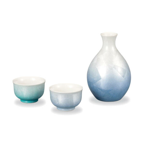 楽天市場】三ツ井為吉 九谷焼半酒器揃（徳利＆盃セット）紫小紋