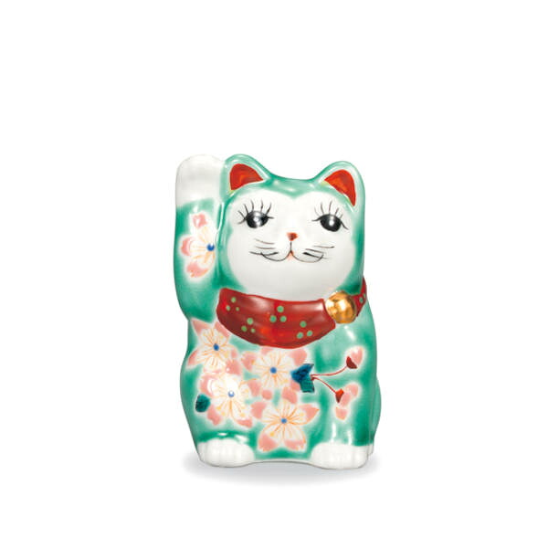 九谷焼 大志窯3号招き猫（右手金運招き猫）桜 AP8-1341