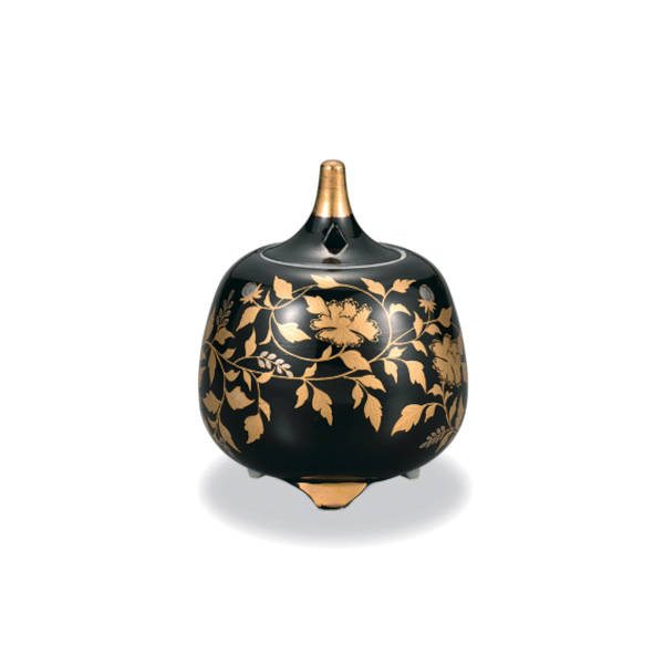 九谷焼 大志窯香炉 金襴手 黒 AP8-5040｜九谷陶芸　北山堂　店