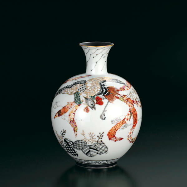 楽天市場】九谷焼 松平雪生作 赤絵稲穂絵図 花瓶 陶器 花器 花入