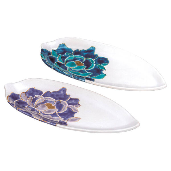 佐藤剛志 九谷焼10号有りの実皿（お皿2枚仕掛ける）名取り草図 K9-396