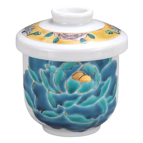 佐藤剛志 九谷焼蒸し碗（茶碗蒸し器）青牡丹 K9-447