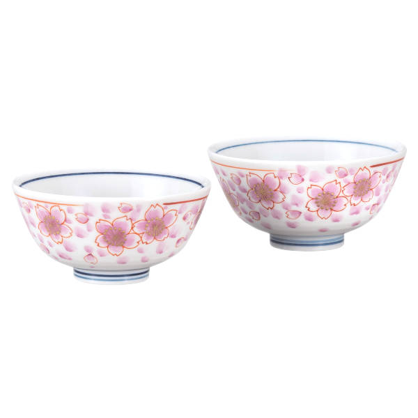 福田昇竜 九谷焼組飯碗（夫婦茶碗）金彩桜 K9-564 [ご飯茶碗ペアセット]