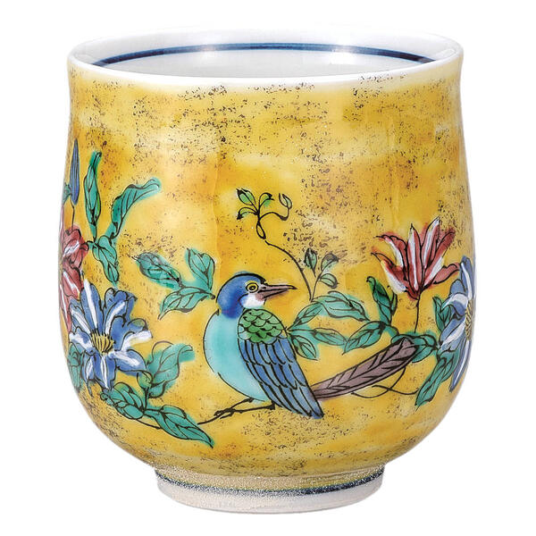 九谷焼 湯呑み 吉田屋花鳥 K9-695