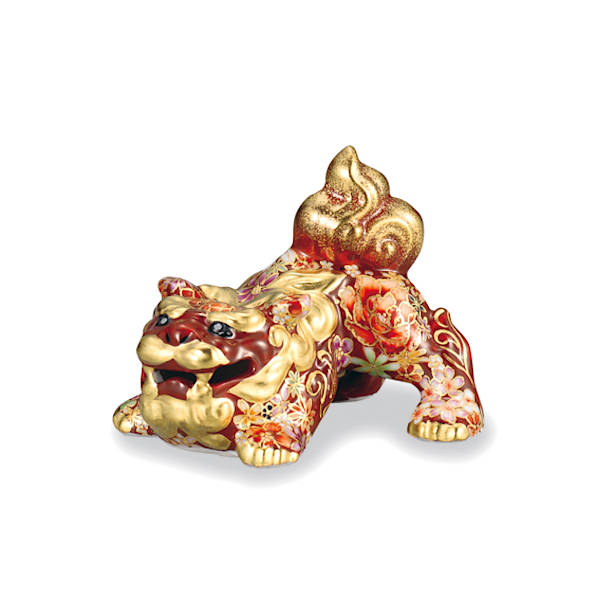 西由紀夫 九谷焼3号百獣の王 本金花詰 赤 AP8-5028