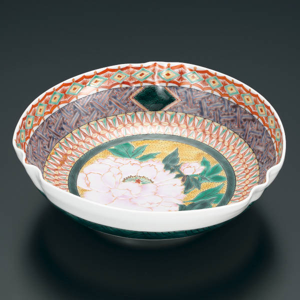 宮本晄 九谷焼お菓子器（大鉢）彩画名取り草 AP8-7013