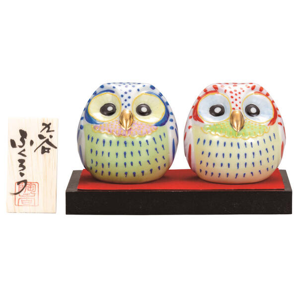 九谷焼フクロウ 2.2号ペアふくろう 盛K9-1668｜九谷陶芸　北山堂　店