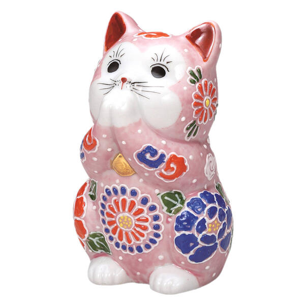 楽天市場】九谷焼 6号お祈り猫（招き猫）ピンク盛K9-1616 : 九谷陶芸