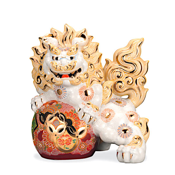 九谷焼 13号立百獣の王 白盛 AP8-2002【押さえる品】