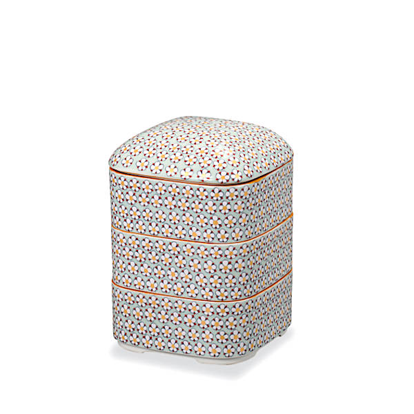 楽天市場】九谷焼 青郊窯三段重（重箱）花詰 黒SK-457 : 九谷陶芸 北山