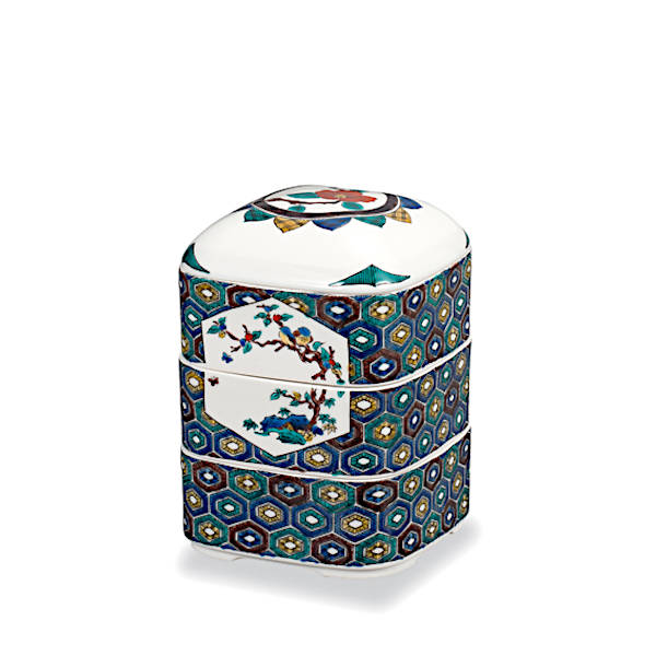 楽天市場】九谷焼 青郊窯三段重（重箱）花詰 赤SK-456 : 九谷陶芸 北山