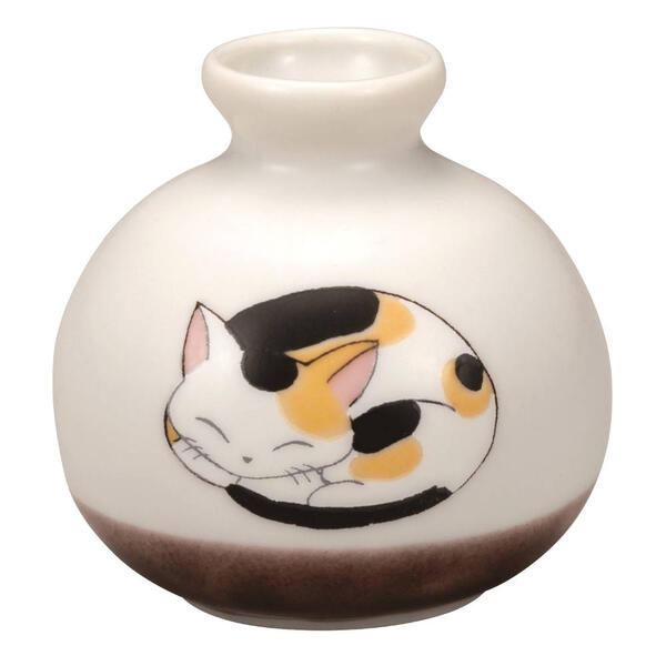 楽天市場】九谷焼 1.8号小つぼ花生 眠り猫 みけ ＜花瓶 一輪生 ギフト