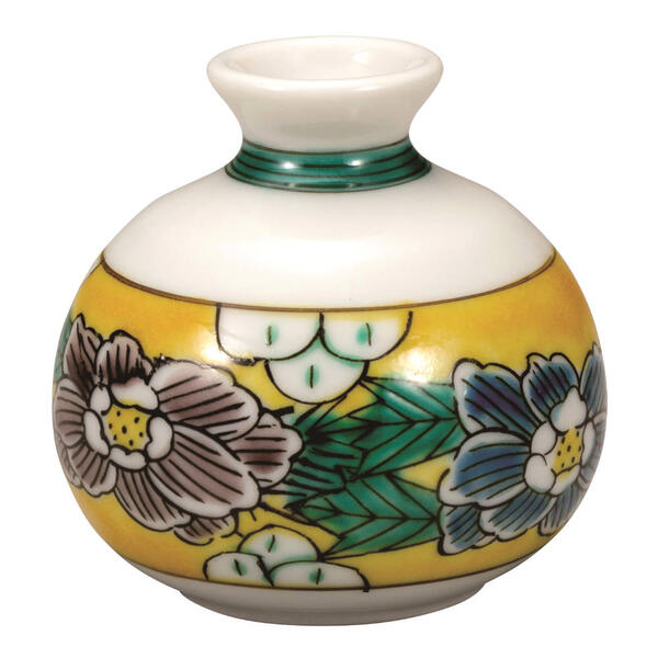 楽天市場】九谷焼 小つぼ花生 紺地山茶花 / 美山窯 | 花器 花瓶 小さい