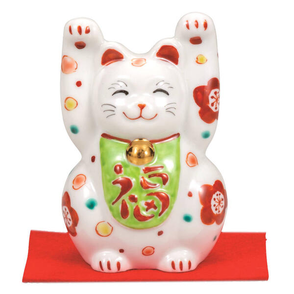 楽天市場】下野邦子 九谷焼招き猫（右手金運招き猫）3号下絵華盛A