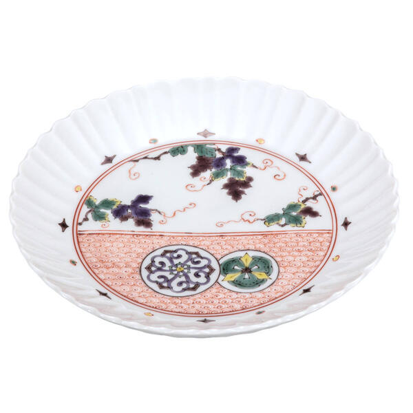 九谷焼 銀泉窯6号盛皿 ぶどう文K9-356｜九谷陶芸　北山堂　店
