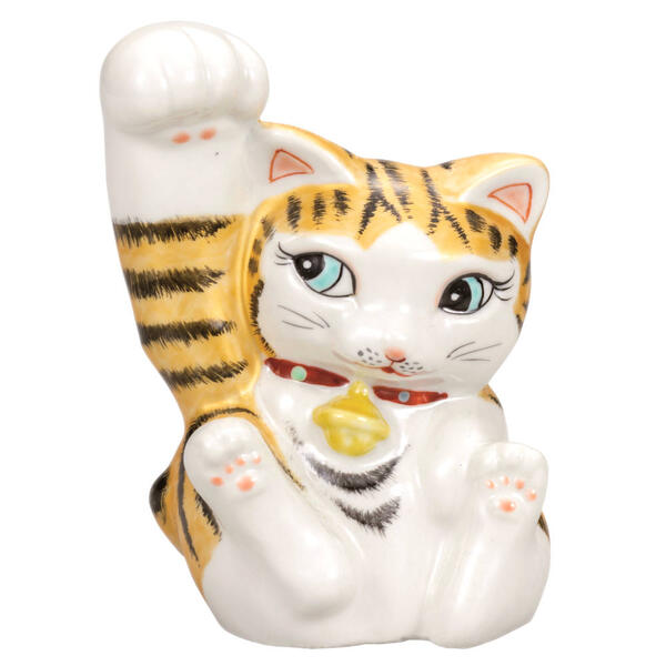 九谷焼 4.5号招き猫（右手金運招き猫）金彩 太腕K9-1539