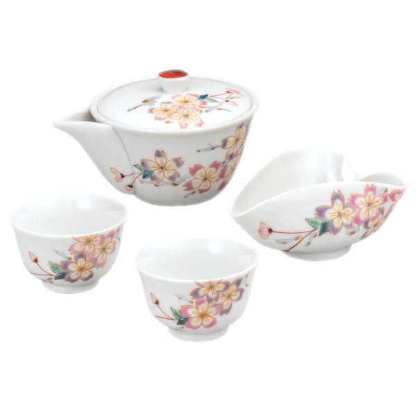 九谷焼 大志窯宝瓶揃(宝瓶・煎茶碗・冷ましセット)和桜K9-840|九谷陶芸 北山堂 店