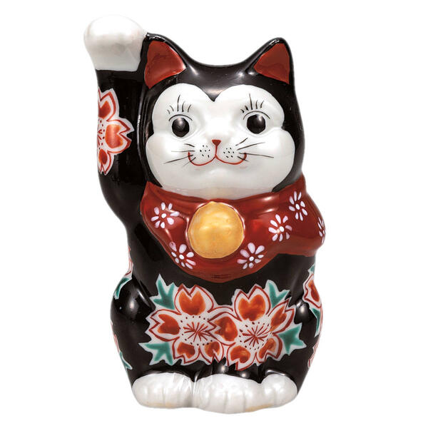 九谷焼 4号福々招き猫 桜盛 赤 【公式通販】
