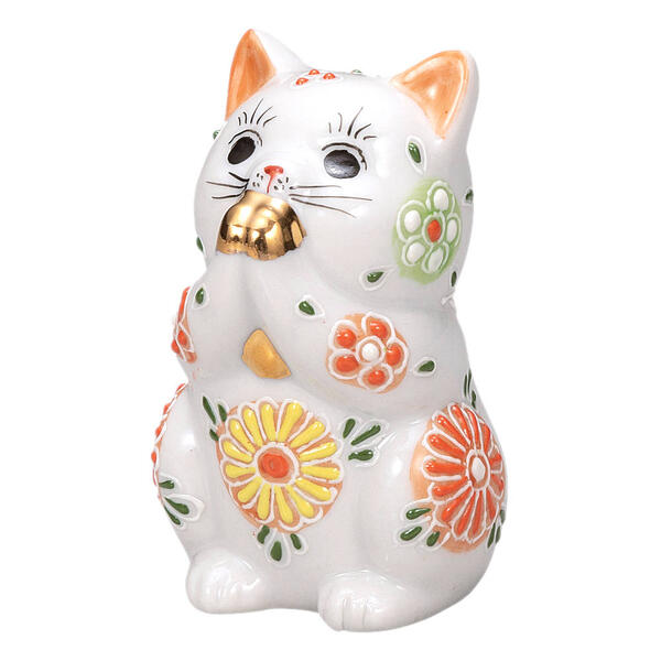 九谷焼 2.7号お祈り猫(招き猫)白盛K9-1590