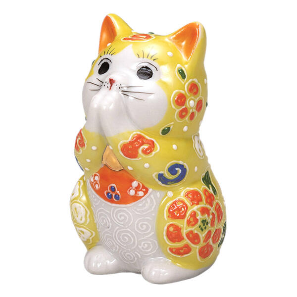 九谷焼 2.7号お祈り猫（招き猫）黄盛K9-1592 8,833円