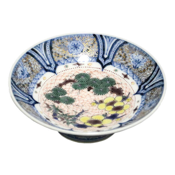 三浦晃禎 九谷焼盃 青華色つや三友文