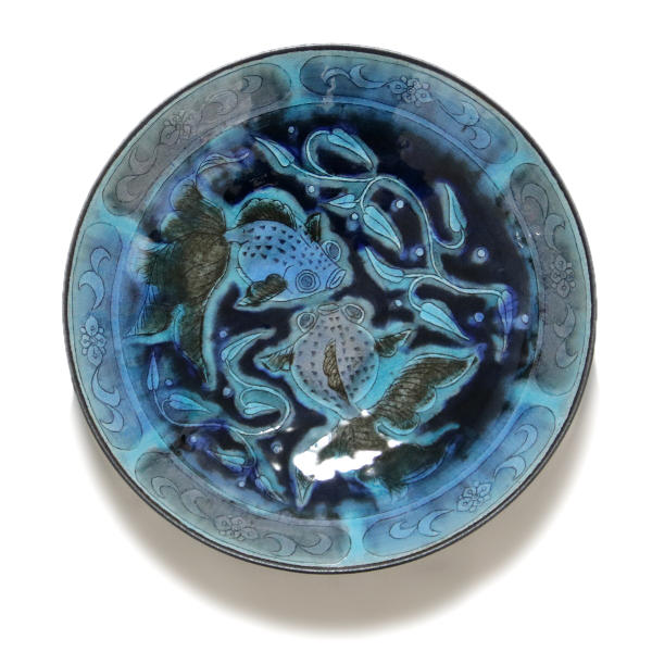 楽天市場】吉田美統【人間国宝】九谷焼10号飾り皿 釉裏金彩芙蓉文 縄目