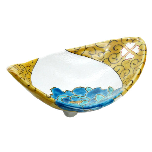 浅鉢 デザート皿 台付鉢 九谷焼　草花　市川清鱗作　1個～購入可 浅鉢 デザート皿 台付鉢 九谷焼 草花 市川清鱗作 1個～購入