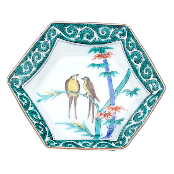 楽天市場】越田基一 九谷焼10号八角飾り皿 吉田屋（皿立て付） : 九谷