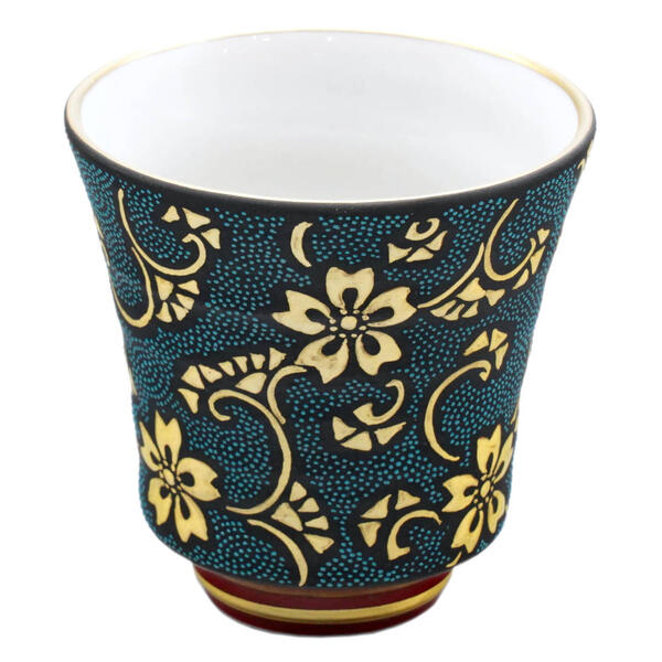 楽天市場】仲田錦玉 九谷焼酒盃 渦打青粒盛金鉄仙唐草 内金彩No.220