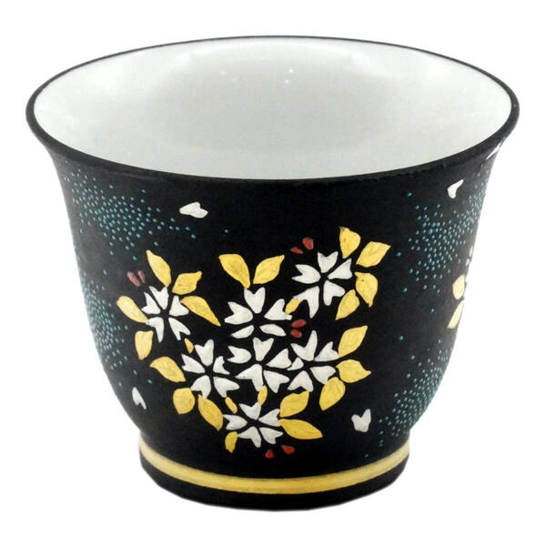 楽天市場】仲田錦玉 九谷焼丸酒盃 渦打青粒盛金宝相華唐草 内に桜