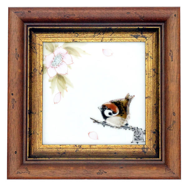 楽天市場】九谷焼 擦金箔額（短冊小）桜二雀図 中村陶志人 送料無料