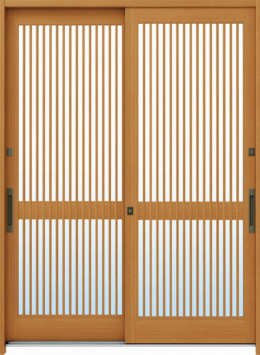YKKAP玄関 玄関引戸 れん樹[伝統和風] 6尺2枚建[ランマ通し] Ａ03[アルミ色]：単板ガラス[幅1690mm×高2230mm]　ykk　YKK玄関引き戸　引き戸　れんじゅ YKKAP玄関 玄関引戸 れん樹[伝統和風] 6尺2枚建[ランマ通し] Ａ01[