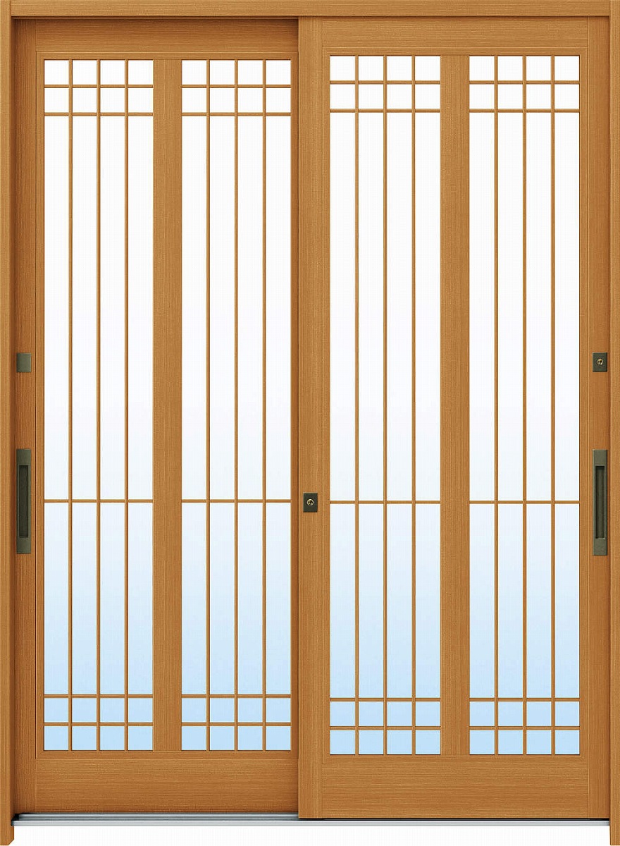 YKKAP玄関 玄関引戸 れん樹[伝統和風] 6尺2枚建[ランマ通し] Ａ13[木目柄]：単板ガラス[幅1690mm&times;高2230mm]【ykk】【YKK玄関引き戸】【引き戸】【れんじゅ】【玄関戸】【玄関ドア引戸】｜ノース＆ウエスト