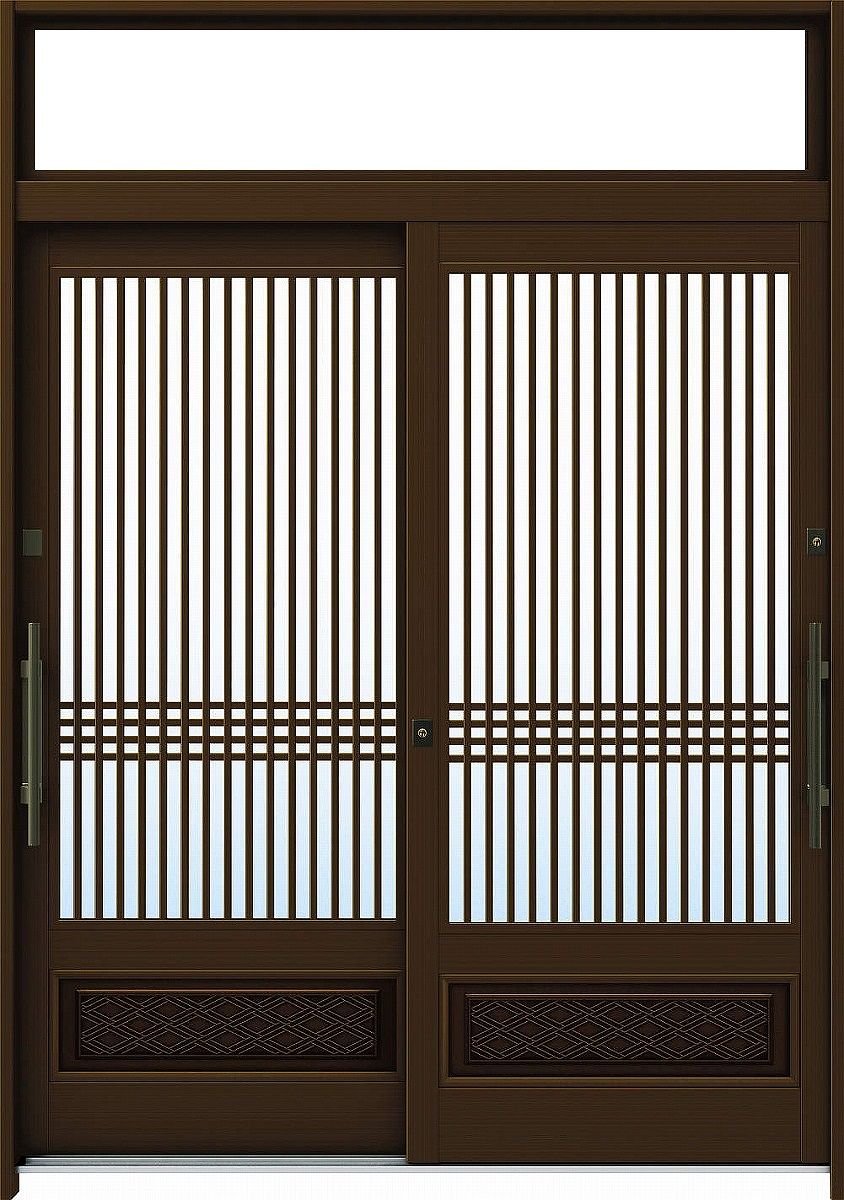 YKKAP部屋の入り口 断熱部屋の入り口引戸 れん樹[言い慣わし和風] 6尺2枚建[ランマ付] A04[軽銀色]：複層瑠璃[幅1800mm×高2330粍]【ykk】【YKK部屋の入り口引き戸】【れんじゅ】【部屋の入り口戸】【部屋の入り口部屋の入り口引戸】【gennkann】