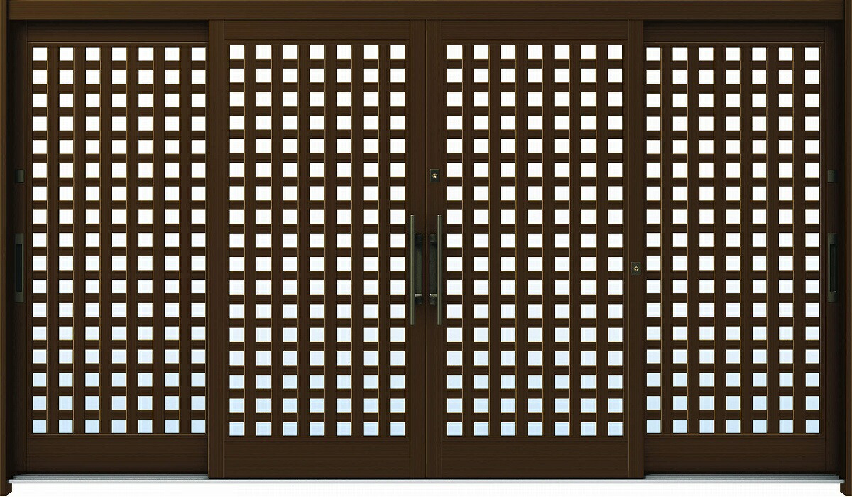 YKKAP玄関 断熱玄関引戸 れん樹[伝統和風] 12尺4枚建[ランマ無] A11[アルミ色]：複層ガラス[幅3510mm&times;高1930mm]【ykk】【YKK玄関引き戸】【れんじゅ】【玄関戸】【玄関ドア引戸】【gennkann】｜ノース＆ウエスト