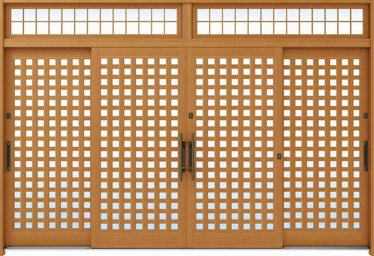 YKKAP入り口・入口 断熱入り口・入口引戸 れん樹[言い慣わし和風] 12尺4枚建[ランマ付] A11[肌理柄]：複層玻璃[幅3510mm×高2330粍]【ykk】【YKK入り口・入口引き戸】【れんじゅ】【入り口・入口戸】【入り口・入口部屋の入り口引戸】【gennkann】