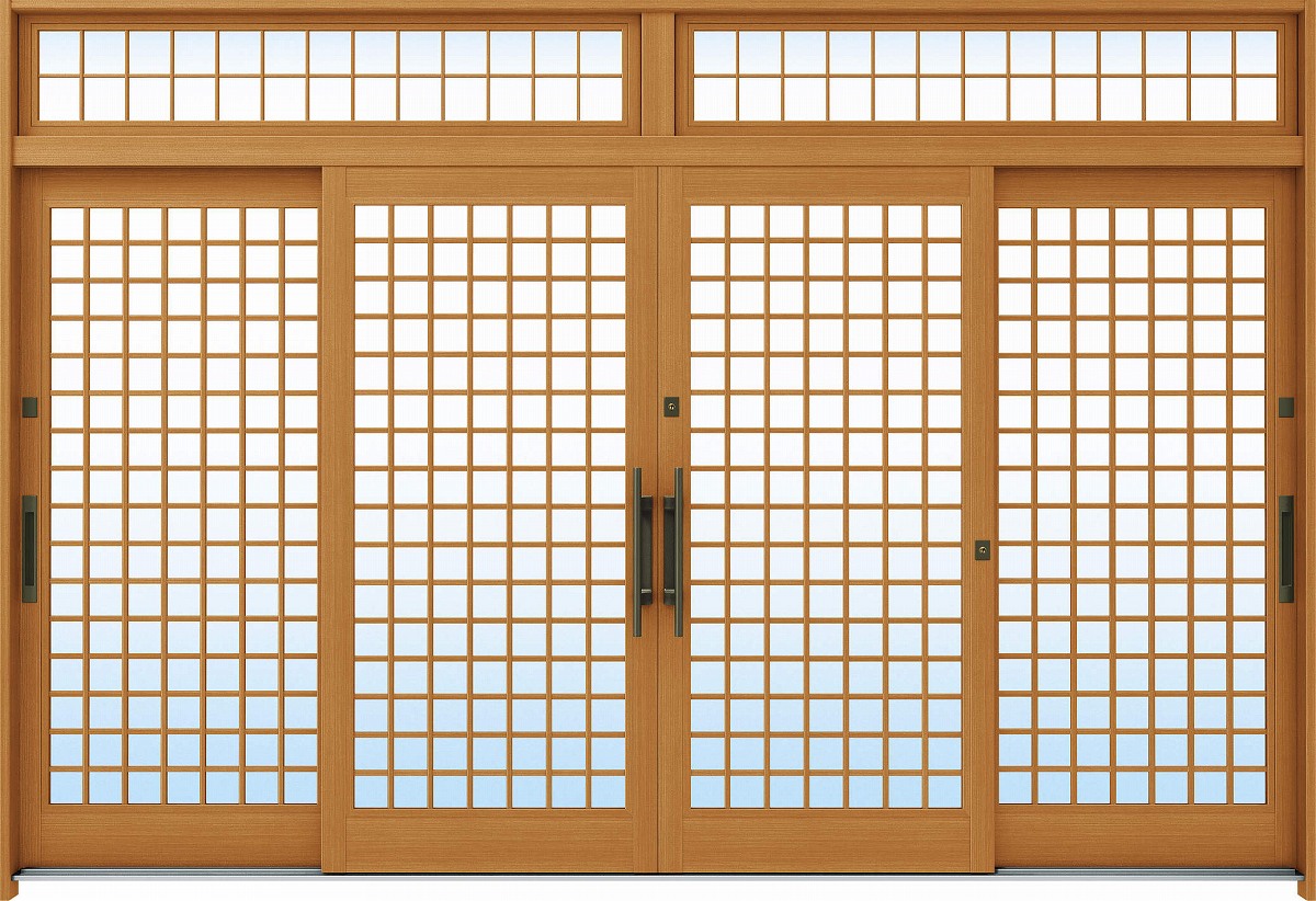 YKKAP入り口・入口 断熱入り口・入口引戸 れん樹[言い慣わし和風] 12尺4枚建[ランマ付] A12[肌理柄]：複層玻璃[幅3510mm×高2330粍]【ykk】【YKK入り口・入口引き戸】【れんじゅ】【入り口・入口戸】【入り口・入口部屋の入り口引戸】【gennkann】