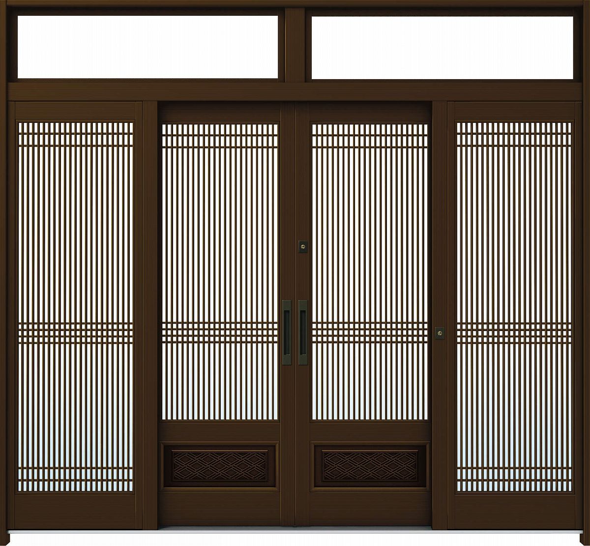 YKKAP部屋の入り口 部屋の入り口引戸 れん樹[言い慣わし和風] 9尺五分五分け戸[ランマ付] A06[軽銀色]：単板ガラス[幅2600mm×高2330粍]【ykk】【YKK部屋の入り口引き戸】【引き戸】【れんじゅ】【部屋の入り口戸】【部屋の入り口部屋の入り口引戸】