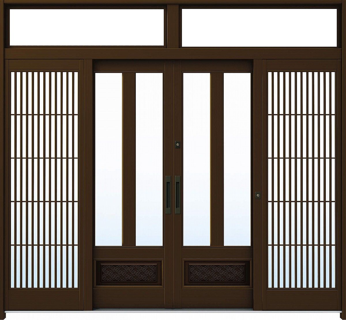 楽天市場】YKKAP玄関 玄関引戸 れん樹[伝統和風] 9尺引分け戸[ランマ付