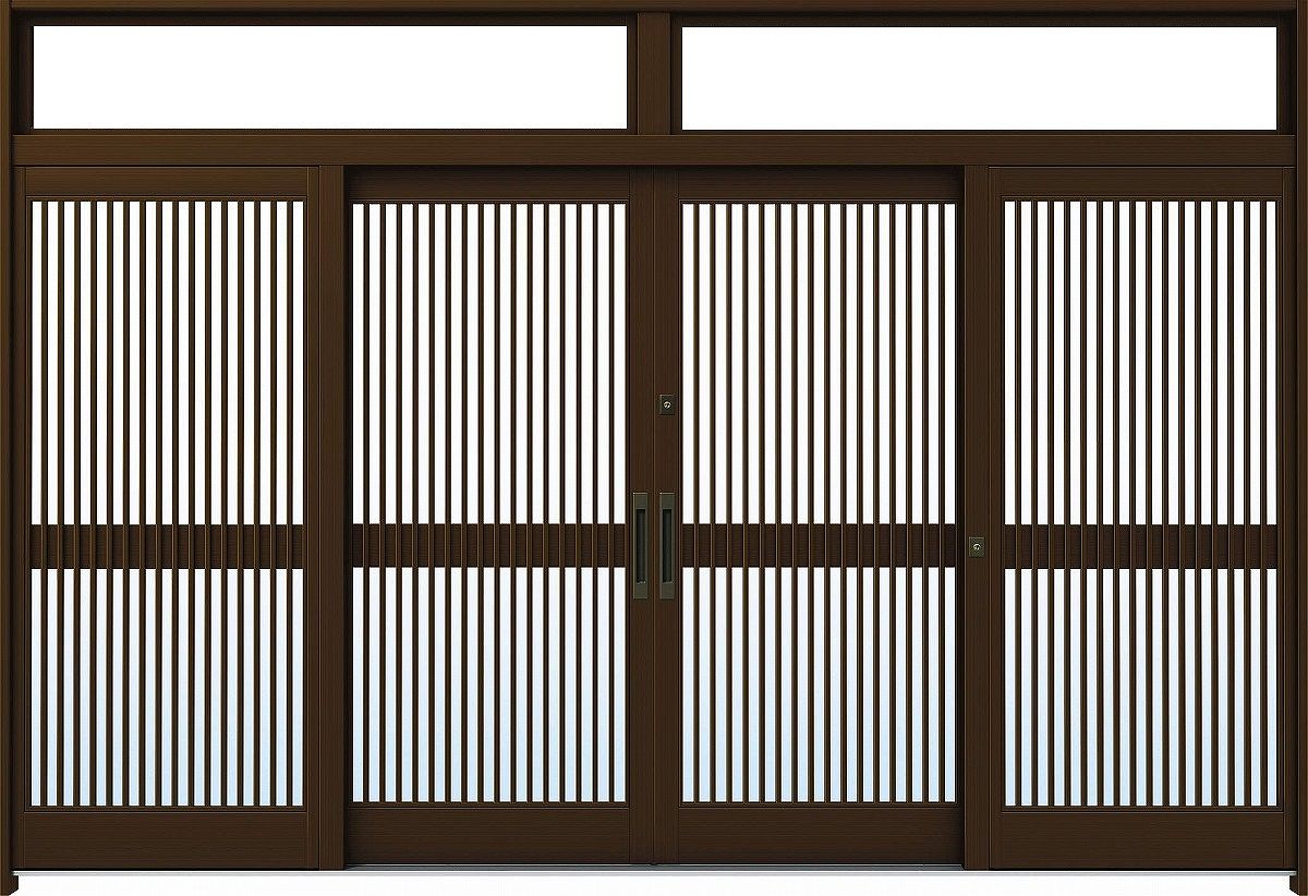 YKKAP部屋の入り口 部屋の入り口引戸 れん樹[言い慣わし和風] 12尺五分五分け戸[ランマ付] A03[軽銀色]：単板ガラス[幅3510mm×高2330粍]【ykk】【YKK部屋の入り口引き戸】【引き戸】【れんじゅ】【部屋の入り口戸】【部屋の入り口部屋の入り口引戸】