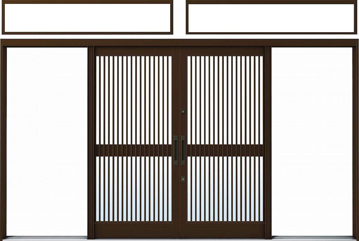 YKKAP玄関 玄関引戸 れん樹[伝統和風] 12尺内引込み戸[ランマ付] Ａ03［アルミ色］：単板ガラス[幅3510mm&times;高1960mm]【ykk】【YKK玄関引き戸】【引き戸】【れんじゅ】【玄関戸】【玄関ドア引戸】｜ノース＆ウエスト